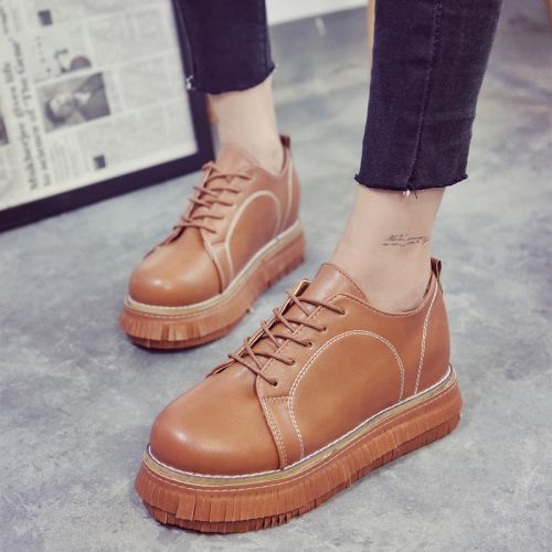 Chaussures de printemps femme en PU ronde avec lacets, houppe, étanche - semelle fond composite Ref 1000935