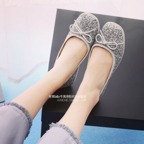 Chaussures de printemps femme en tissu Sequin ronde arc - semelle caoutchouc Ref 1000938