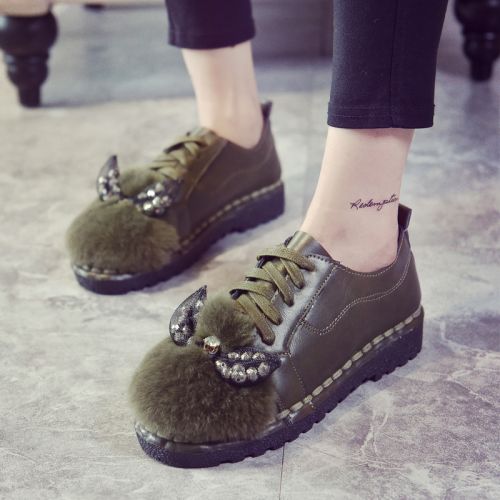 Chaussures de printemps femme en PU ronde avec lacets - semelle caoutchouc Ref 1000949