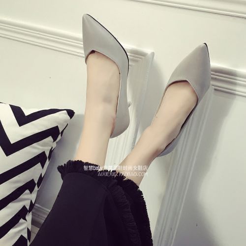 Chaussures de printemps femme en PU pointu ouverture profonde- semelle caoutchouc - Ref 1000952