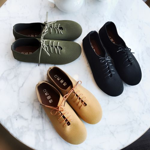 Chaussures de printemps femme en vache, Nubuck, ronde avec lacets - semelle fond composite Ref 1000973