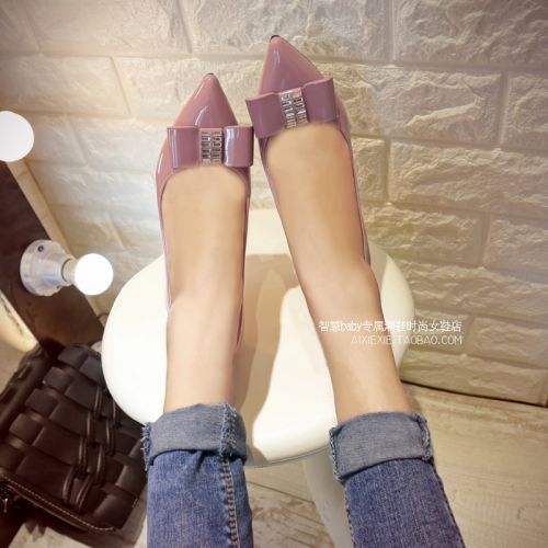 Chaussures de printemps femme en Manteau peinture pointu ouverture profonde, avec perles - Ref 1000998