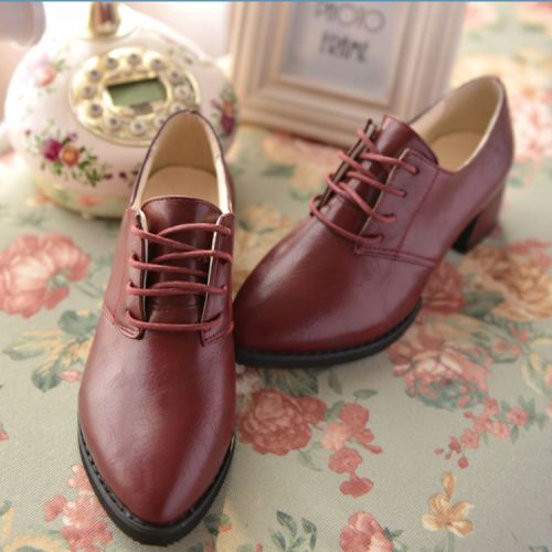 Chaussures de printemps femme en PU pointu avec lacets - collège semelle fond composite Ref 1001031