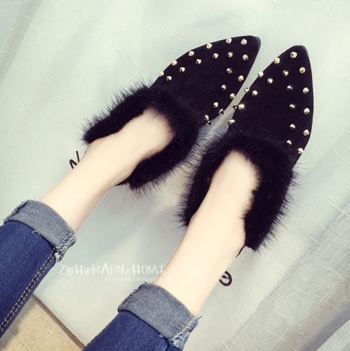 Chaussures de printemps femme en pointu ouverture profonde, rivet - Ref 1001063