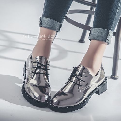 Chaussures de printemps femme en PU pointu avec lacets, rivet, - Angleterre semelle caoutchouc Ref 1001068