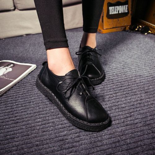 Chaussures de printemps femme en PU ronde avec lacets - loisir semelle caoutchouc Ref 1001076