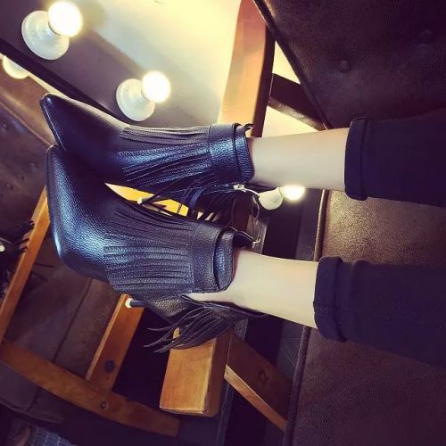Chaussures de printemps femme en PU pointu houppe - Angleterre semelle fond composite Ref 1001077