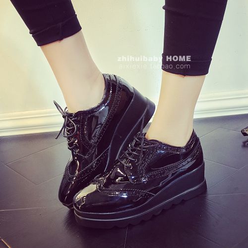 Chaussures de printemps femme en PU ronde ouverture profonde, avec lacets, creux, Wedges, Génoise, étanche - Europe R