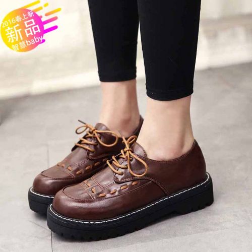 Chaussures de printemps femme en PU ronde ouverture profonde, avec lacets - Europe Ref 1001118