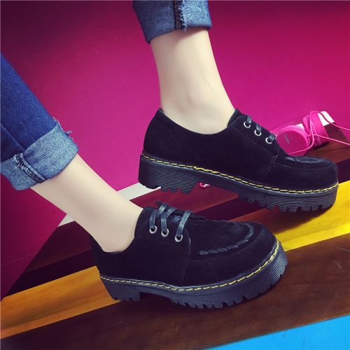 Chaussures de printemps femme en vache, Nubuck, ronde avec lacets - Angleterre semelle caoutchouc Ref 1001147