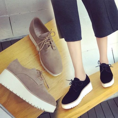 Chaussures de printemps femme en vache, Nubuck, ronde avec lacets, Génoise, étanche - Angleterre semelle caoutc