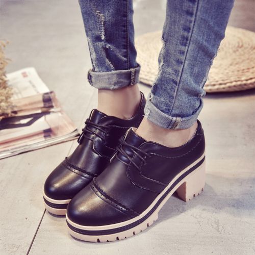 Chaussures de printemps femme en PU ronde avec lacets, étanche - Ref 1001215