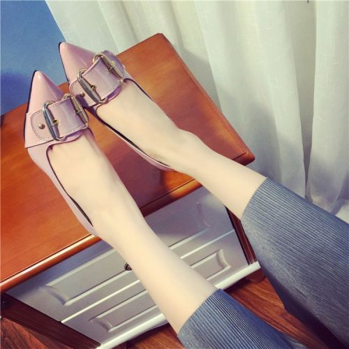Chaussures de printemps femme en PU pointu ouverture profonde, étanche, décoration métallique - semelle fond composite Ref