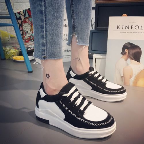 Chaussures de printemps femme en Une variété matériaux épissure ronde avec lacets, Modèles mélangées - loisir semelle 