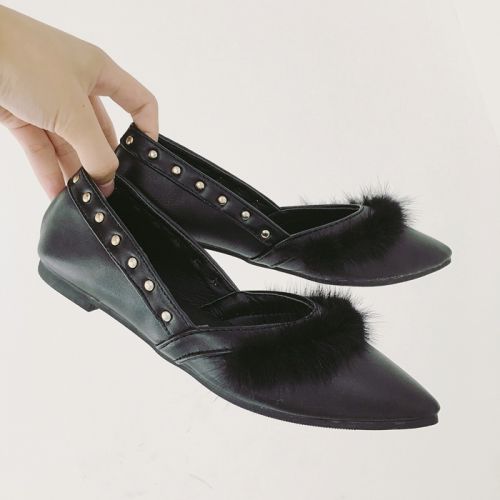 Chaussures de printemps femme en PU pointu ouverture profonde, rivet - Europe Ref 1001225