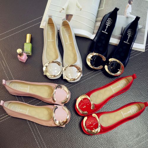 Chaussures de printemps femme en PU ronde ouverture profonde, décoration métallique - simple Ref 1001277