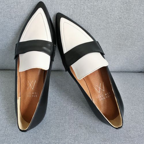 Chaussures de printemps femme en Première couche cuir XIAOWEITONGXUE pointu ouverture profonde- Angleterre - semelle cao