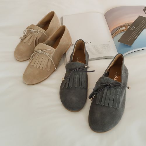 Chaussures de printemps femme en plastique ronde arc, houppe - Retro Ref 1001392