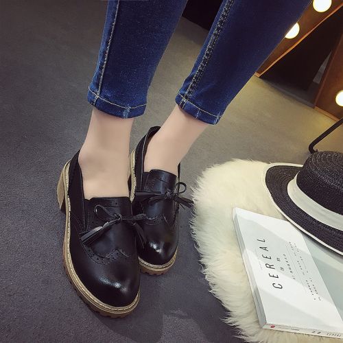 Chaussures de printemps femme en PU ronde houppe, arc - Angleterre Ref 1001413