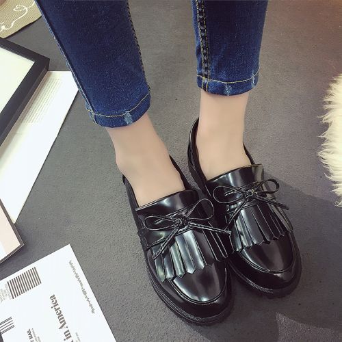 Chaussures de printemps femme en PU ronde houppe, arc - Europe Ref 1001479