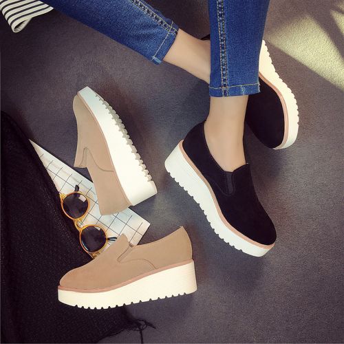 Chaussures de printemps femme en PU ronde avec lacets, Génoise, étanche - Angleterre Ref 1001490
