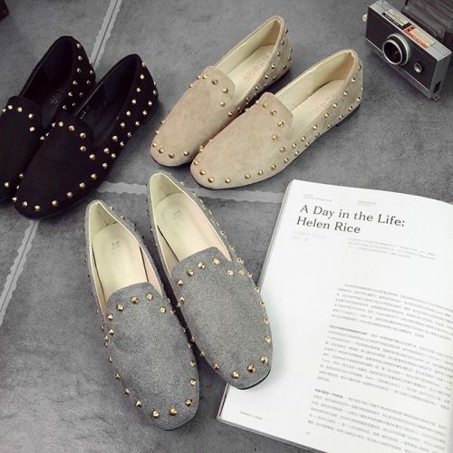 Chaussures de printemps femme en tête carrée ouverture profonde, rivet - Ref 1001526