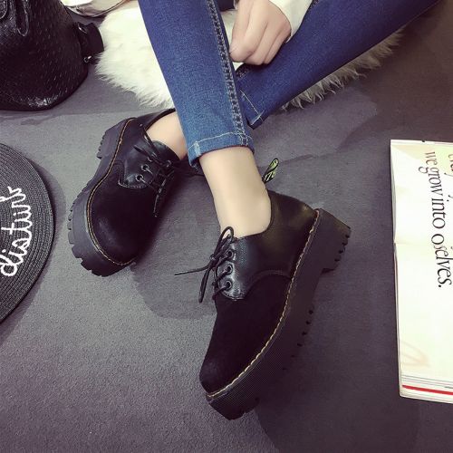 Chaussures de printemps femme en PU ronde avec lacets, Génoise, étanche - loisir Ref 1001539