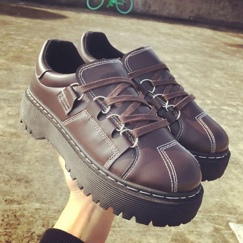 Chaussures de printemps femme en PU ronde avec lacets, étanche - Ref 1001614