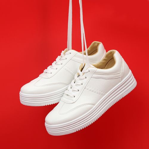 Chaussures de printemps femme en PU ronde avec lacets - Ref 1001615