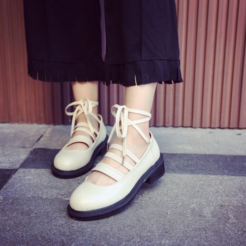 Chaussures de printemps femme en PU ronde bracelet anneau pied, Style romain - Retro Ref 1001624