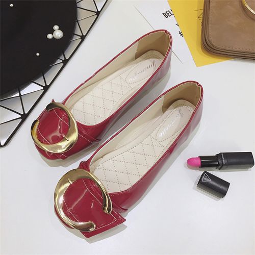 Chaussures de printemps femme en PU SONLARFU tête carrée ouverture profonde, moraillon, décoration métallique - Europe sem