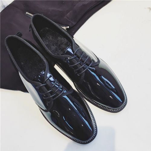 Chaussures de printemps femme en PU SONLARFU ronde arc - Angleterre semelle bois Ref 1001722