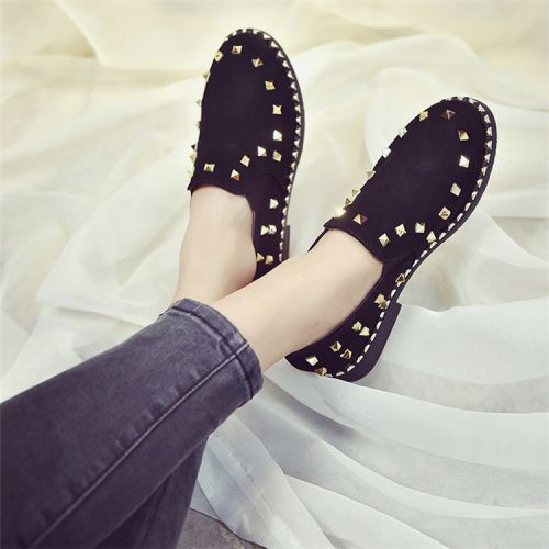 Chaussures de printemps femme en PU SONLARFU ronde ouverture profonde, moraillon, rivet - Angleterre semelle caoutchouc 