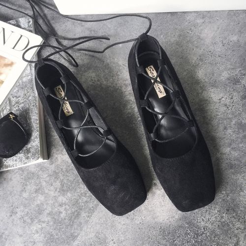 Chaussures de printemps femme en vache, Nubuck, tête carrée T-zone cambrure - Europe semelle caoutchouc Ref 100