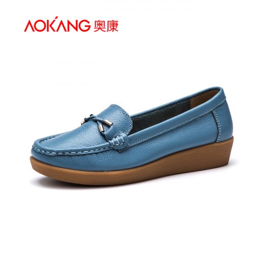 Chaussures de printemps femme en Première couche cuir AOKANG ronde arc - simple semelle caoutchouc Ref 1001734