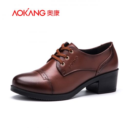 Chaussures de printemps femme en Première couche cuir AOKANG ronde - Angleterre semelle polyuréthane Ref 10017