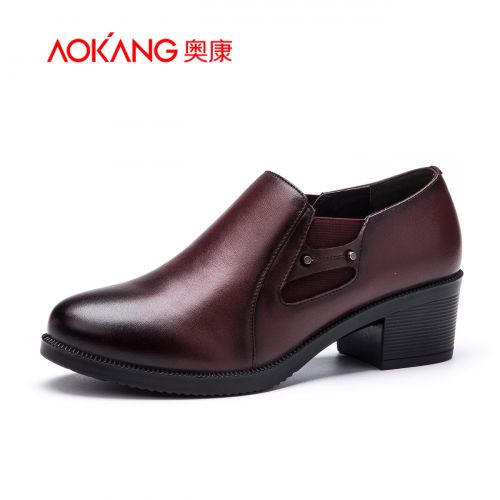 Chaussures de printemps femme en Première couche cuir AOKANG ronde - Angleterre semelle polyuréthane Ref 10017