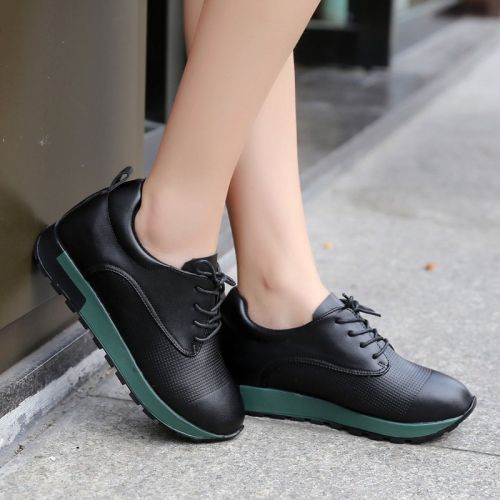 Chaussures de printemps femme en PU ronde avec lacets - semelle caoutchouc Ref 1001779