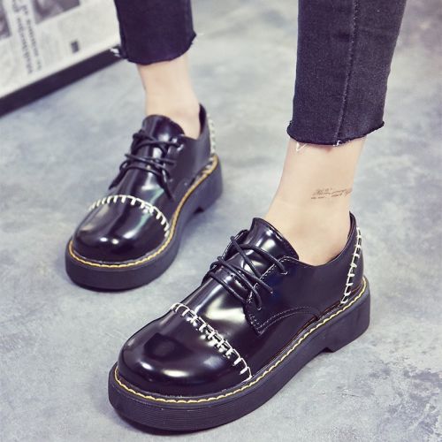 Chaussures de printemps femme en PU ronde avec lacets - semelle caoutchouc Ref 1001780