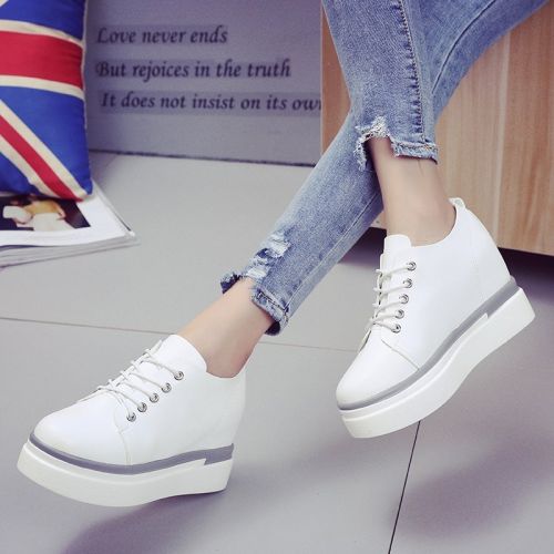 Chaussures de printemps femme en PU ronde avec lacets, Wedges, Génoise, étanche - semelle polyuréthane Ref 1001783