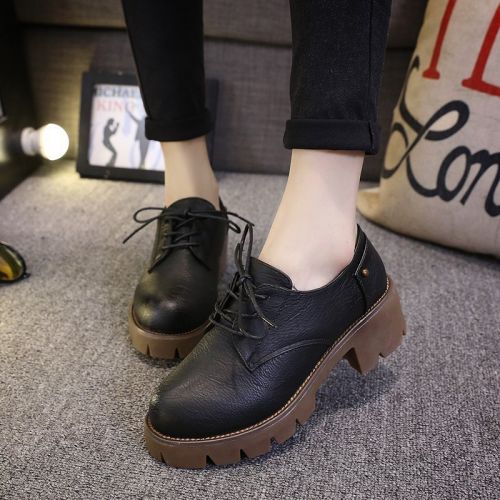 Chaussures de printemps femme en PU ronde avec lacets, - Angleterre semelle TPR Ref 1001795