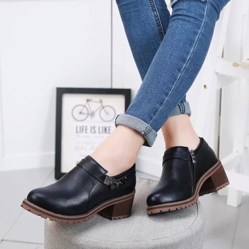 Chaussures de printemps femme en PU ronde - Angleterre semelle caoutchouc Ref 1001817