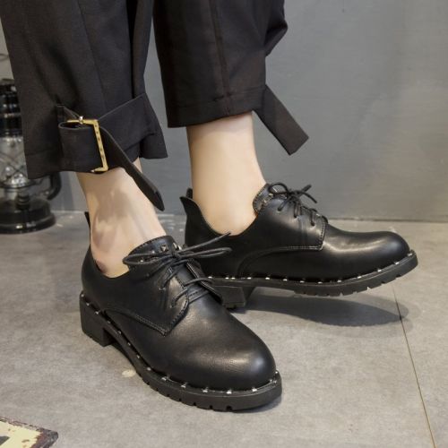Chaussures de printemps femme en PU ronde avec lacets - semelle caoutchouc Ref 1001822