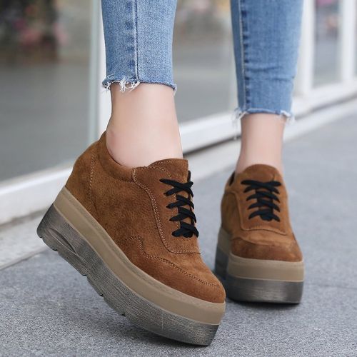 Chaussures de printemps femme en PU ronde avec lacets - semelle polyuréthane Ref 1001856
