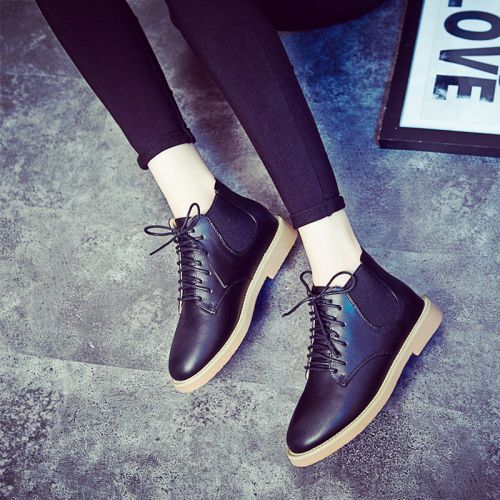 Chaussures de printemps femme en Première couche cuir pointu avec lacets, Wedges, étanche - collège semell
