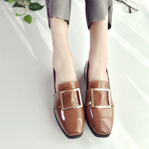 Chaussures de printemps femme en PU tête carrée boucle ceinture - Angleterre semelle caoutchouc Ref 1001969