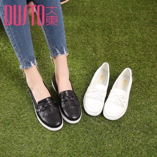 Chaussures de printemps femme en PU DUSTO ronde arc, houppe - semelle caoutchouc Ref 1001992