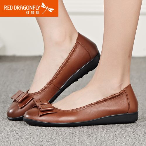 Chaussures de printemps femme en Première couche cuir REDDRAGONFLY ronde ouverture profonde, arc - loisir semelle polyu