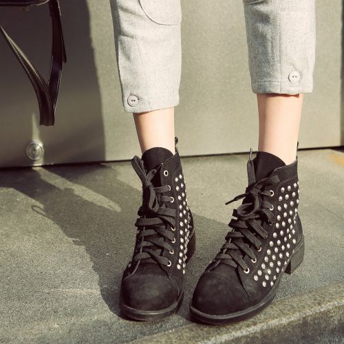 Chaussures de printemps femme en LUNA LIMITED ronde avec lacets, rivet - Ref 1002019