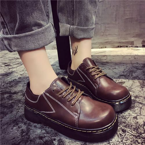 Chaussures de printemps femme en PU ronde avec lacets, Génoise - Angleterre semelle caoutchouc Ref 1002028
